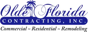 Olde Florida Contracting logo in reflex blue.