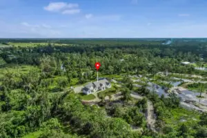 Aerial view of custom home