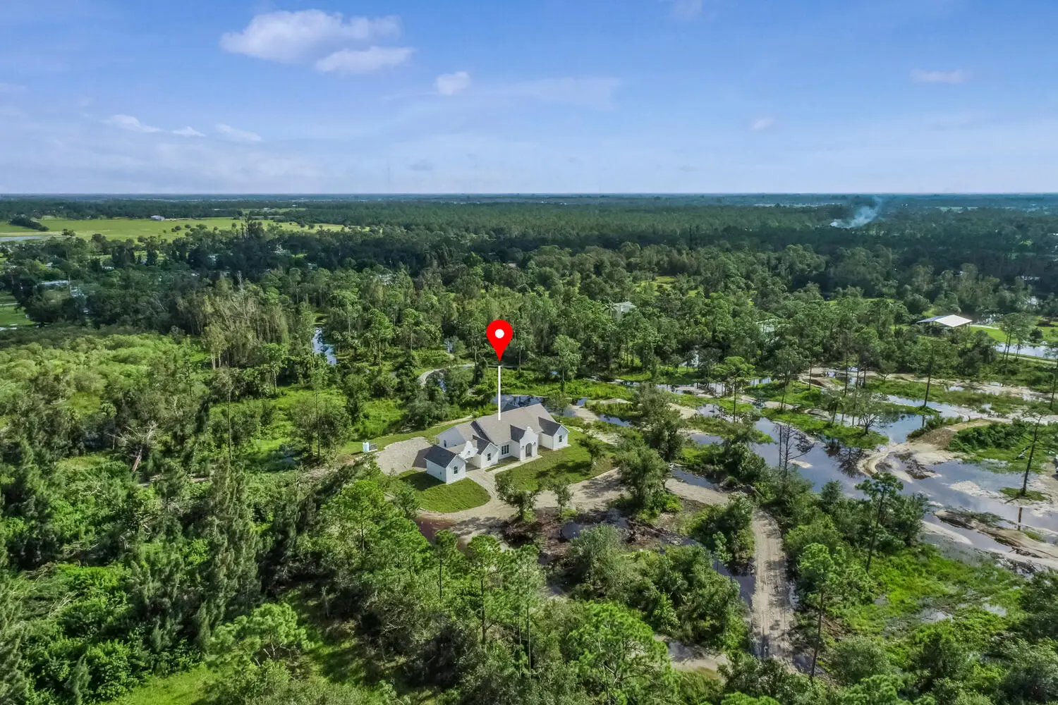 Aerial view of custom home